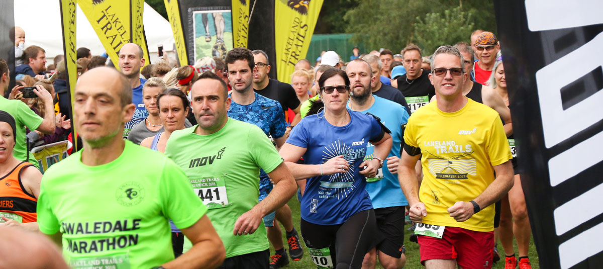 the startline of an INOV8 sponsored Lakeland Trails event